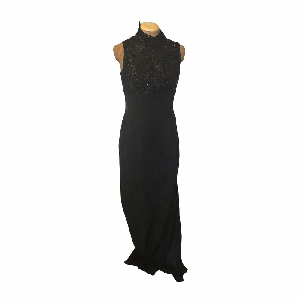 Oleg Cassini Black Beaded Gown